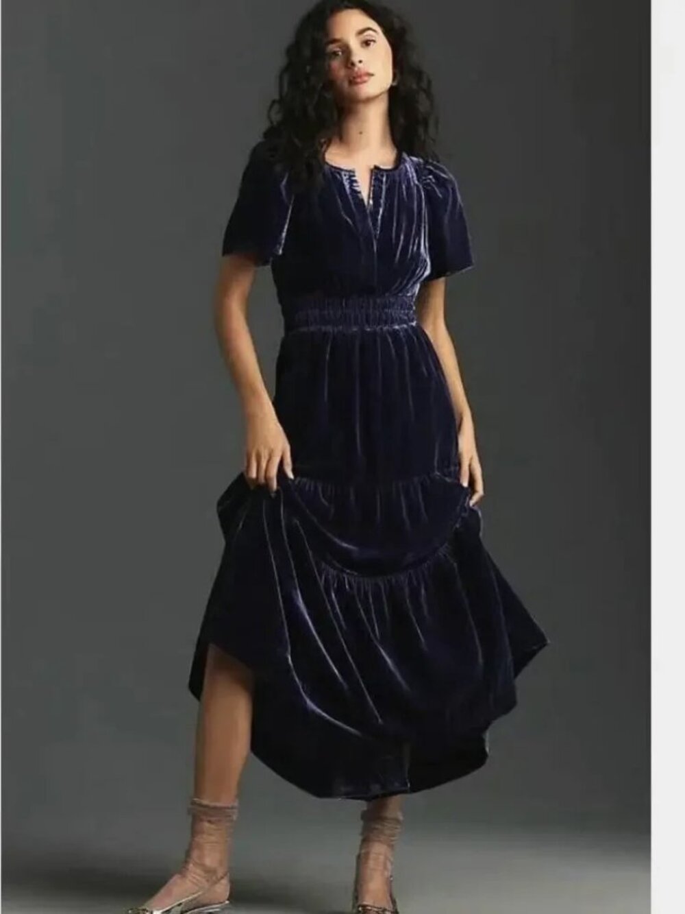 Anthropologie Velvet Navy Blue Somerset dress Navy Blue NWT